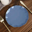 10-Pack Plastic Round 6" Dessert Plates in Ocean Blue Ruffled Rim with Gold Edging - Sturdy Disposable Salad Appetizer Dinnerware