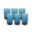 6-Pack Whiskey Glasses Ocean Blue Textured Crystal Cut Design with Heavy Base - Highball Tumblers for Parties & Events 12oz 5"