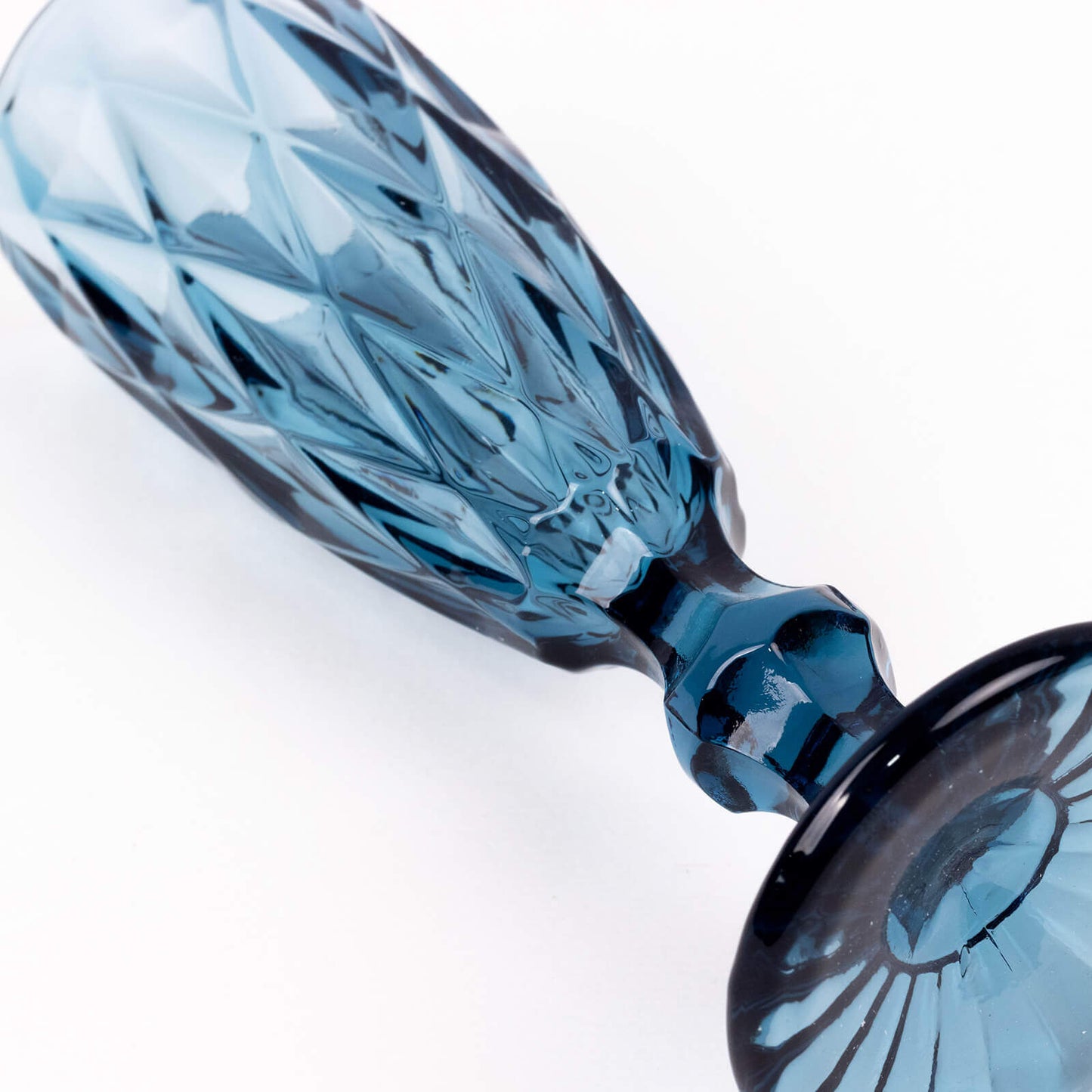 6-Pack Champagne Flute Glasses Transparent Ocean Blue Textured Crystal Cut Design - Chic Wine Goblets for Parties & Events 6oz 8"