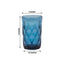6-Pack Whiskey Glasses Ocean Blue Textured Crystal Cut Design with Heavy Base - Highball Tumblers for Parties & Events 12oz 5"