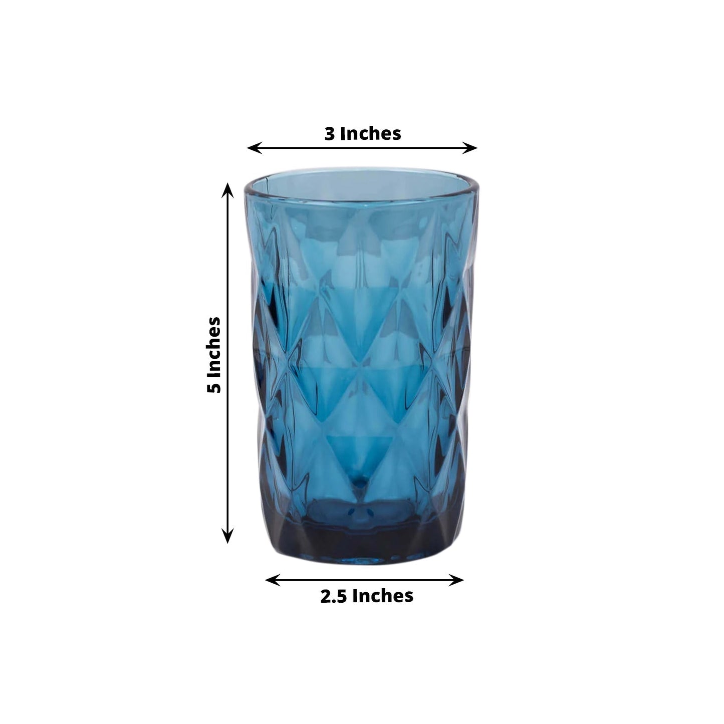6-Pack Whiskey Glasses Ocean Blue Textured Crystal Cut Design with Heavy Base - Highball Tumblers for Parties & Events 12oz 5"
