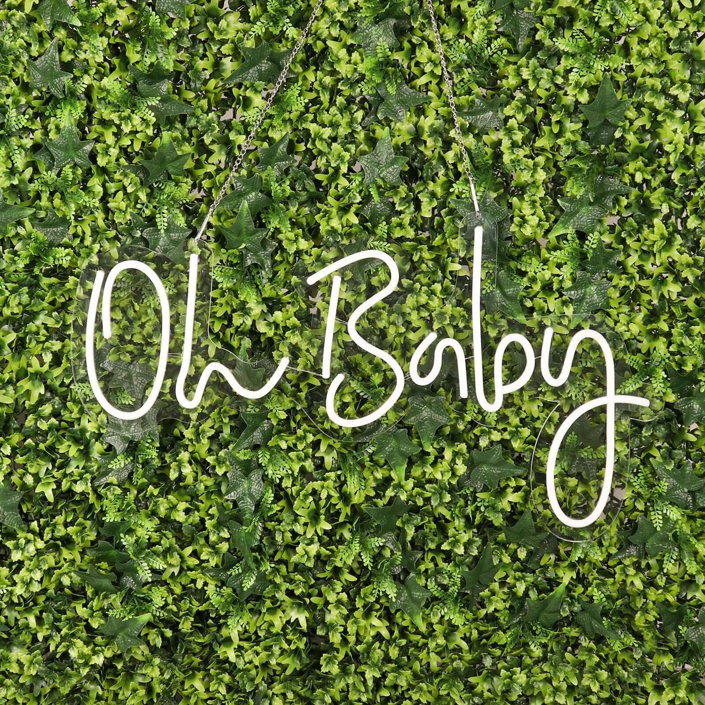 26" Oh Baby Neon Light Sign, LED Reusable Wall DÃ©cor Lights With 5ft Hanging Chain