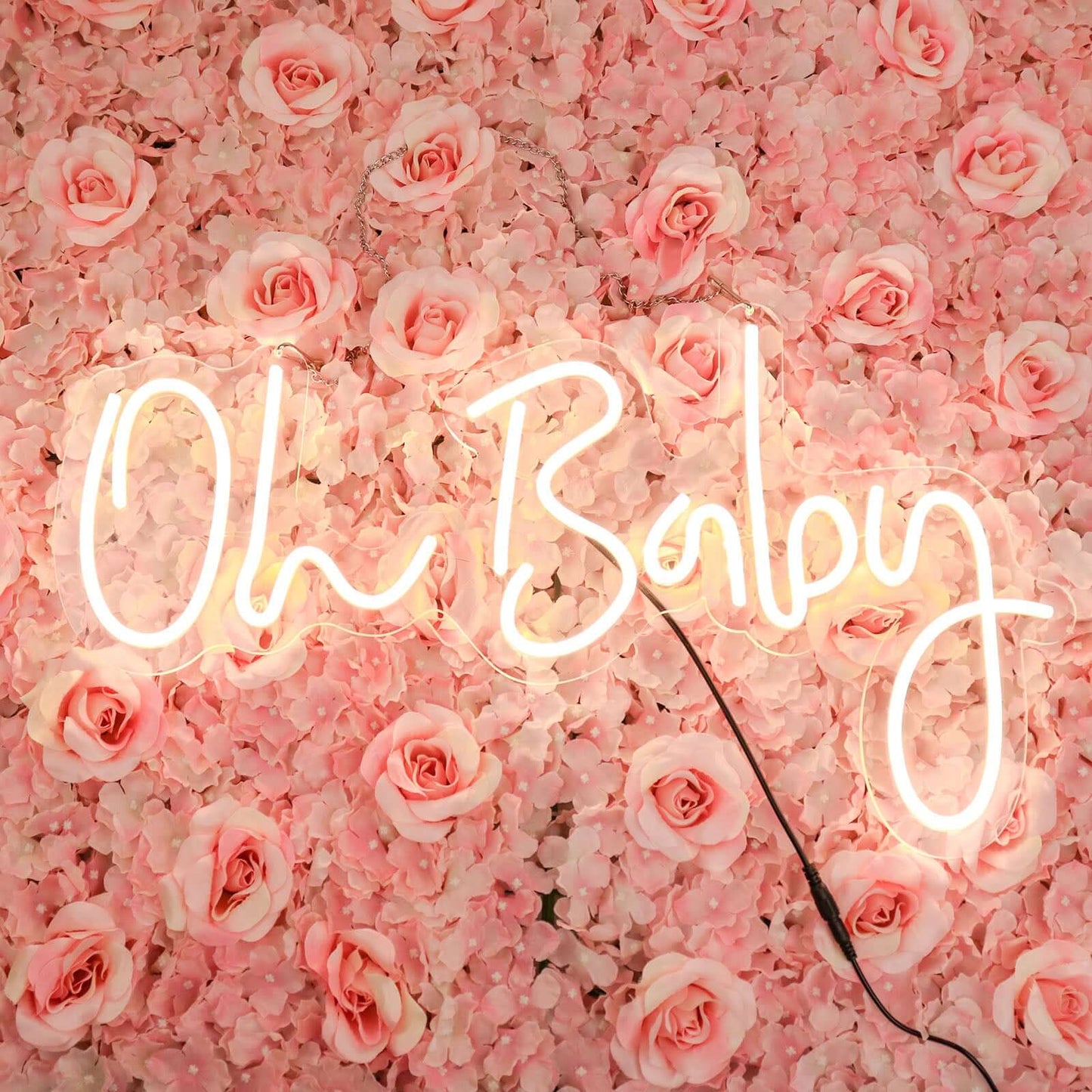 26" Oh Baby Neon Light Sign, LED Reusable Wall DÃ©cor Lights With 5ft Hanging Chain