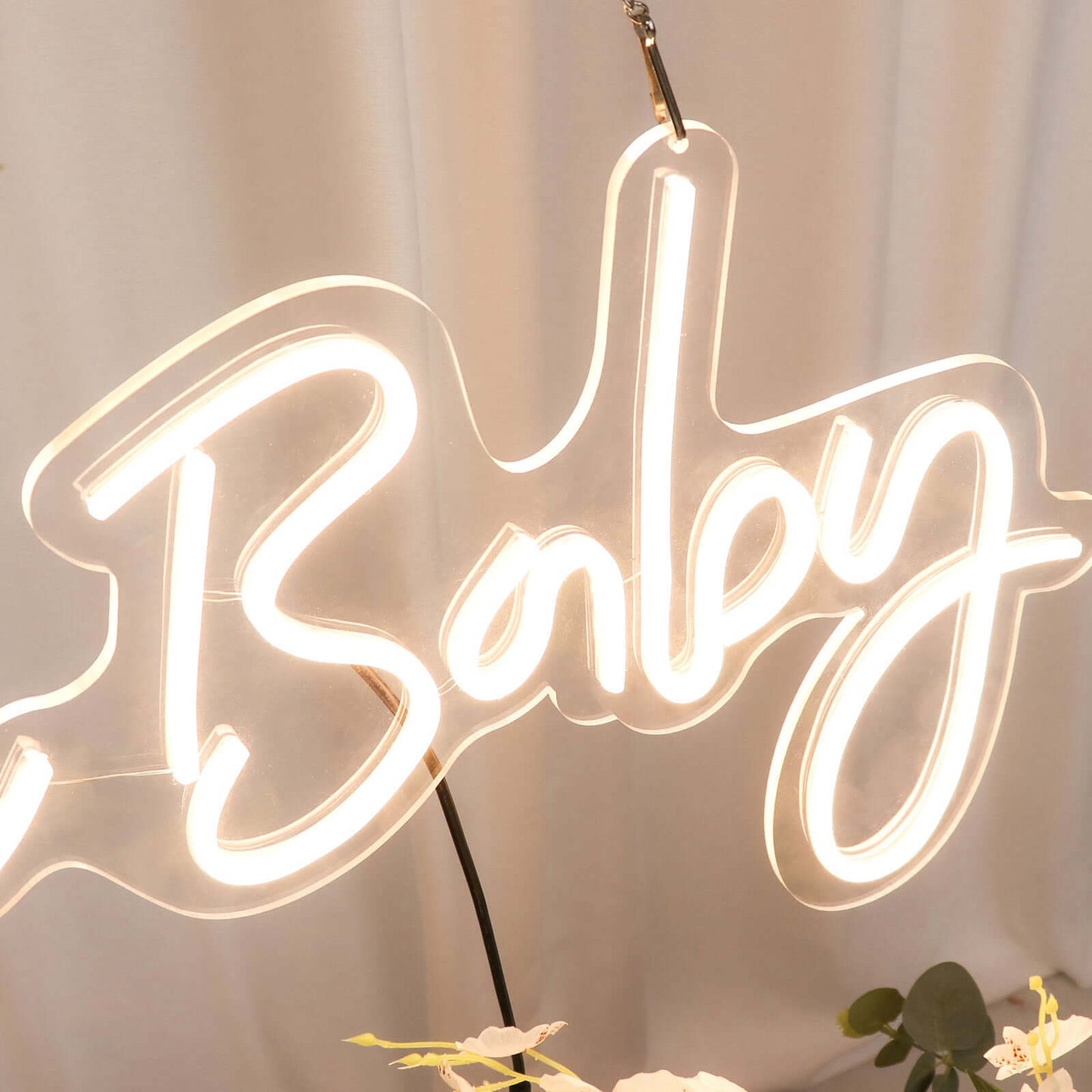 26" Oh Baby Neon Light Sign, LED Reusable Wall DÃ©cor Lights With 5ft Hanging Chain