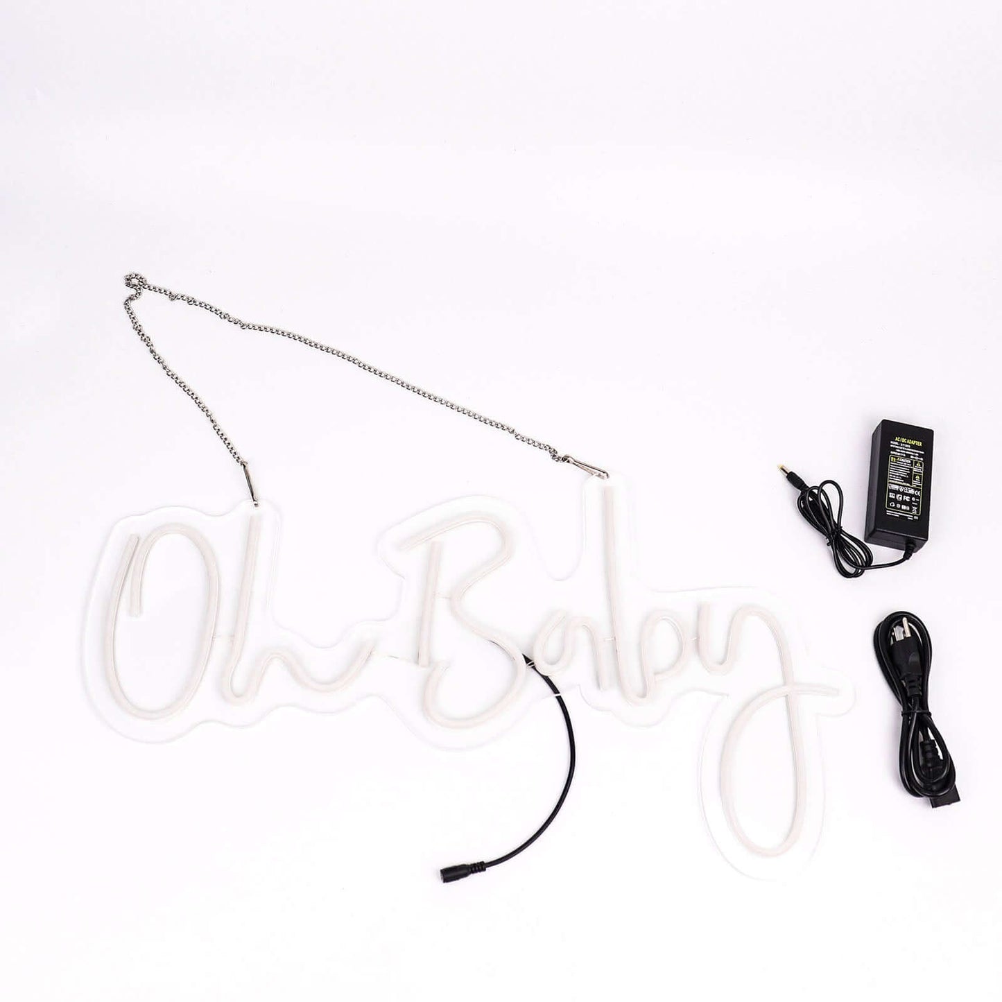 26" Oh Baby Neon Light Sign, LED Reusable Wall DÃ©cor Lights With 5ft Hanging Chain