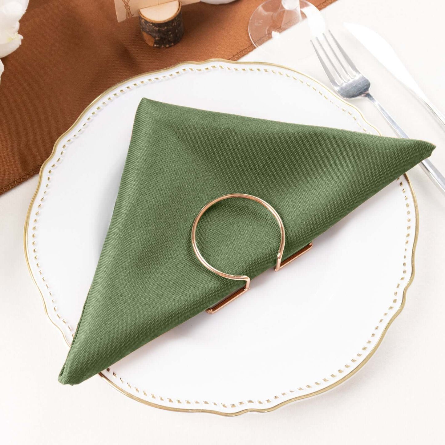 5 Pack Polyester 20"x20" Napkins Olive Green - Wrinkle Resistant & Easy Care Cloth Napkins