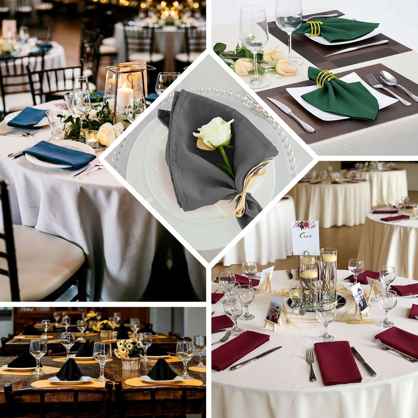 5 Pack Polyester 20"x20" Napkins Olive Green - Wrinkle Resistant & Easy Care Cloth Napkins