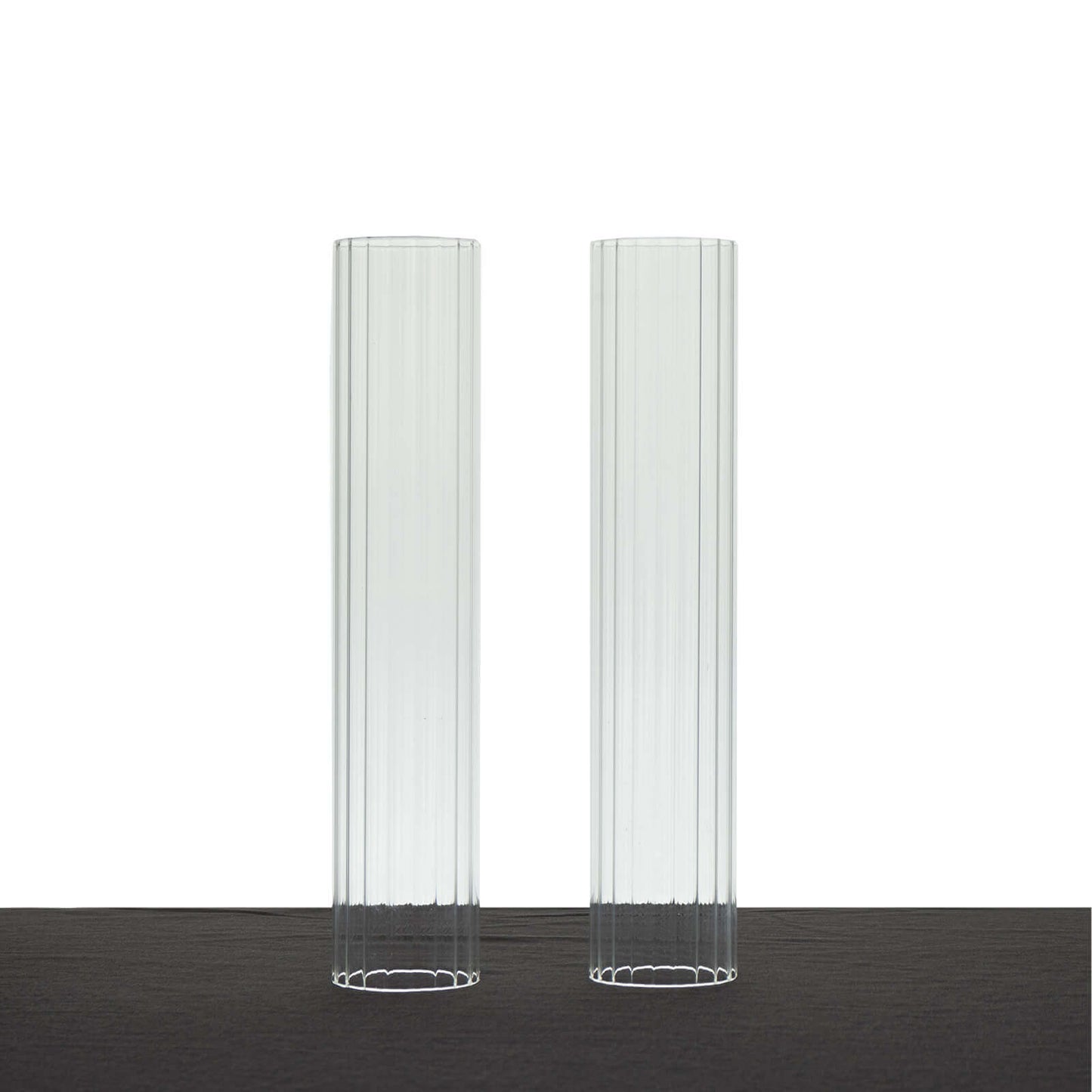 2-Pack Clear Ribbed Glass Hurricane Shades Open End Design - Stylish Candelabra Pillar Candle Holder Table Centerpiece 10"