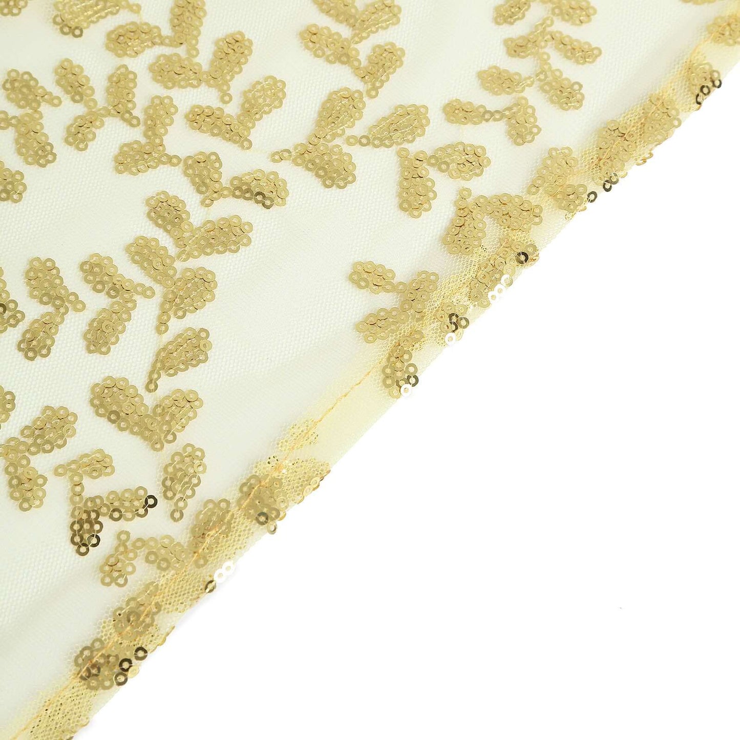 Mesh 12"x108" Table Runner Gold - Leaf Vine Sequin Embroidered Design for Sophisticated Occasion