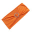 5 Pack Stretch Spandex Chair Sashes Orange - Reusable Chair Bands with Silver Diamond Ring Slide Buckle 5"x14"