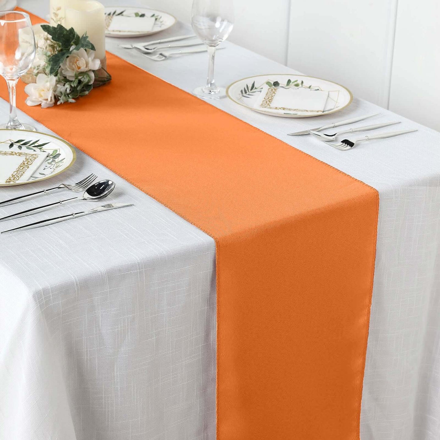 Polyester 12"x108" Table Runner Orange - Durable & Wrinkle-Resistant Table Decor