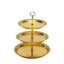 3-Tier Plastic Round Cupcake Stand 15" Metallic Gold with Lace Scalloped Edges
