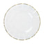 10-Pack Plastic 9" Round Dinner Plates in Clear Ruffled Rim with Gold Edging - Sturdy Disposable Dinnerware