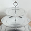 3-Tier Plastic Round Cupcake Stand Metallic Silver with Baroque Rim & Top Handle 13"
