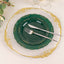 10-Pack Plastic 10" Round Dinner Plates in Hunter Emerald Green with Gold Vintage Embossed Rim - Sturdy Disposable Scalloped Edge Party Plates