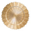 6-Pack Acrylic Plastic Round Charger Plates 13" in Metallic Gold with Sunray Scalloped Rim, Decorative Dinner Party Charger Tableware