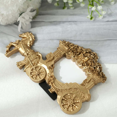 Picture Frame Resin Horse Carriage Design Gold - European Style Place Card Holder & Wedding Party Favor 7"