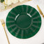 10-Pack Plastic 9" Round Dinner Plates in Hunter Emerald Green Ruffled Rim with Gold Edging - Sturdy Disposable Dinnerware