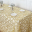Tulle 90"x156" Rectangle Tablecloth Gold - Sequin Leaf Embroidered Design for Luxe Celebrations