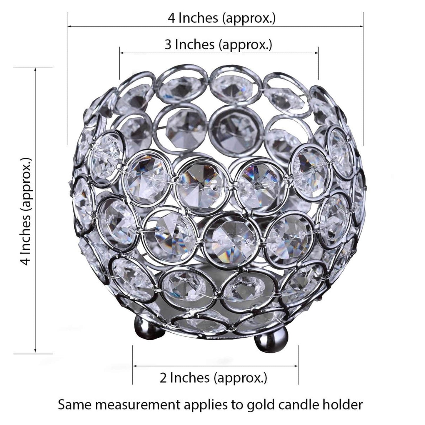 Crystal Beaded Metal Votive Tealight Holder Round Gold - Chic Multipurpose Table Vase for Events 4"