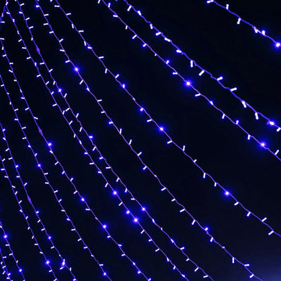 Blue 600 LED Twinkle Fairy Lights with 8 Modes, Plug In Connectable Curtain String Lights - 10ftx20ft