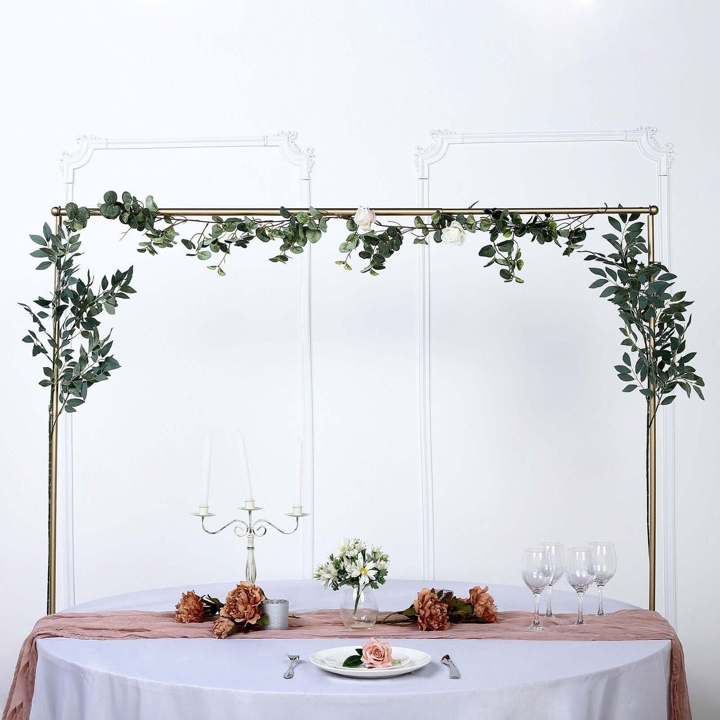 Over The Table Metal Rod Stand with Clamps Gold for Exquisite Event Setup & Decor 42"