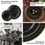 10-Pack Plastic 10" Round Dinner Plates in Black with Gold 3D Polka Dotted Rim - Sturdy Disposable Party Plates for Modern Themed Events & Banquets