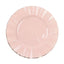 10-Pack Plastic 11" Round Dinner Plates in Blush Ruffled Rim with Gold Edging - Sturdy Disposable Dinnerware