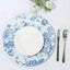 6-Pack Acrylic Round Charger Plates 13" in White with Light Blue Floral French Toile Pattern, Decorative Dinner Party Charger Tableware