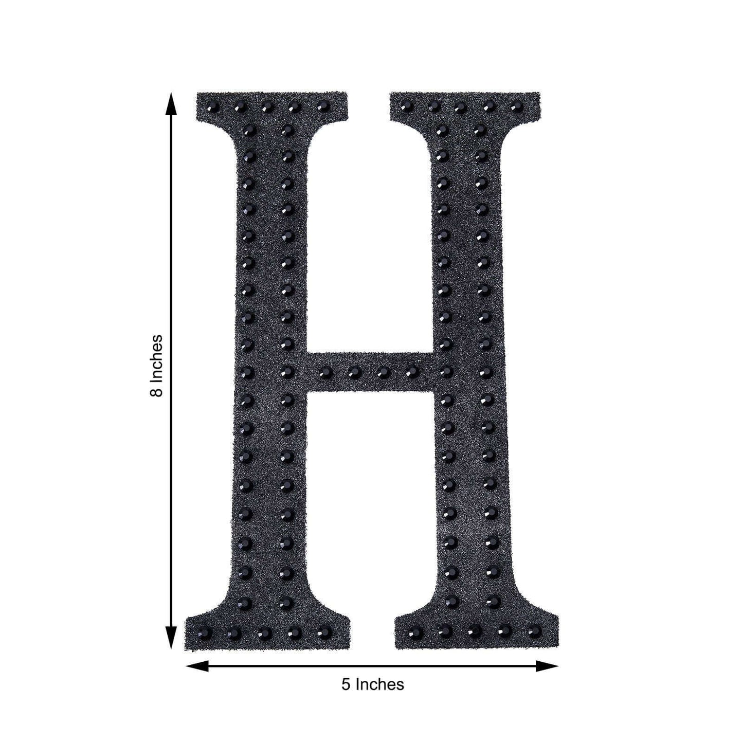 Decorative Rhinestone Alphabet "H" Letter Stickers, Glitter Adhesive Craft Letters Black DIY Sparkle Embellishments 8"