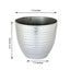 12" Metallic Silver Textured Finish Large Indoor Flower Plant Pot, Decorative Indoor Outdoor Planter