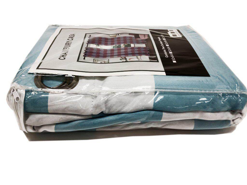 2 Pack White Lavender Lilac Cabana Stripe Thermal Blackout Curtains With Chrome Grommet Window Treatment Panels - 52"x108"