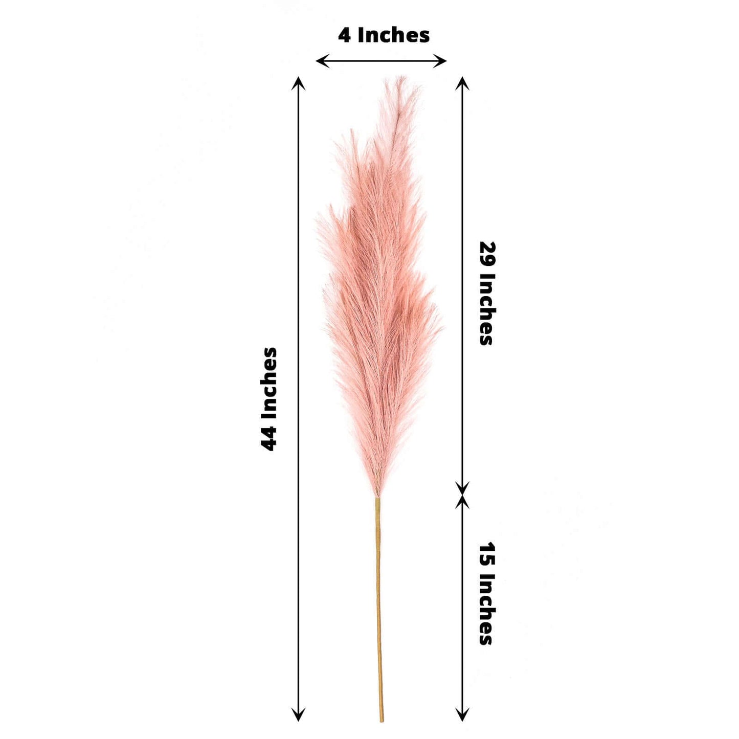 3 Stems Artificial Pampas Grass Decor Dusty Rose for Rustic Boho Chic Backdrops Floral Styling & Vase Displays 44"