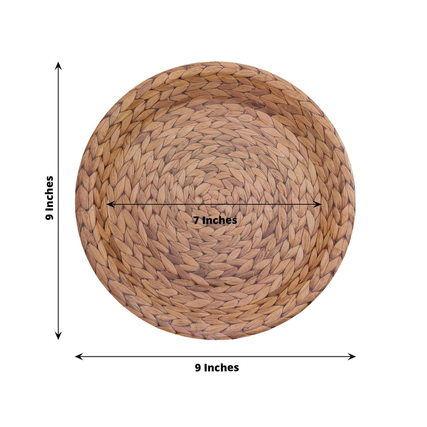 25-Pack Paper 9" Round Dinner Plates Natural with Woven Rattan Print - Rustic Farmhouse Disposable 300GSM Party Plates for Country Chic Celebrations
