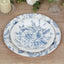 50-Pack Paper Round Dessert and Dinner Plates in White with Blue French Toile Pattern 7", 9"