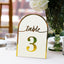 25-Pack 7" Disposable Table Numbers, White Free Standing Double Sided Table Number Place Cards with Metallic Gold Foil Numbers 1-25