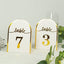 25-Pack 7" Disposable Table Numbers, White Free Standing Double Sided Table Number Place Cards with Metallic Gold Foil Numbers 1-25