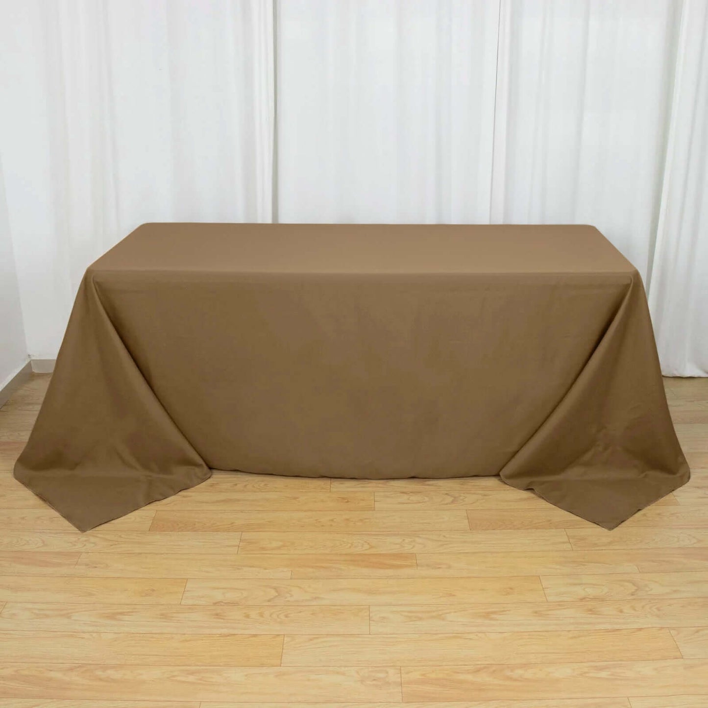Polyester 90"x132" Rectangle Tablecloth Taupe - Seamless Wrinkle-Resistant Table Cover