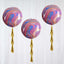 3 Pack 13" Purple Gold Marble Orbz Foil Balloons, 4D Sphere Mylar Balloons