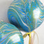 3 Pack 13" 4D Blue Gold Marble Sphere Foil Helium or Air Balloons