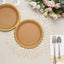 25-Pack Kraft Paper 8" Round Dessert Plates in Natural Brown with Gold Lined Rim - Disposable Salad Appetizer Plates for Rustic & Vintage Inspired Events