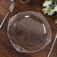 10-Pack Plastic 10" Round Dinner Plates in Clear with Silver Leaf Embossed Rim - Disposable Vintage Baroque Style Plates