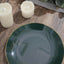 10-Pack Plastic 8" Round Dessert Plates in Hunter Emerald Green with Gold Rim - Glossy Disposable Appetizer Salad Plates