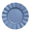 10-Pack Plastic 9" Round Dinner Plates in Ocean Blue Ruffled Rim with Gold Edging - Sturdy Disposable Dinnerware