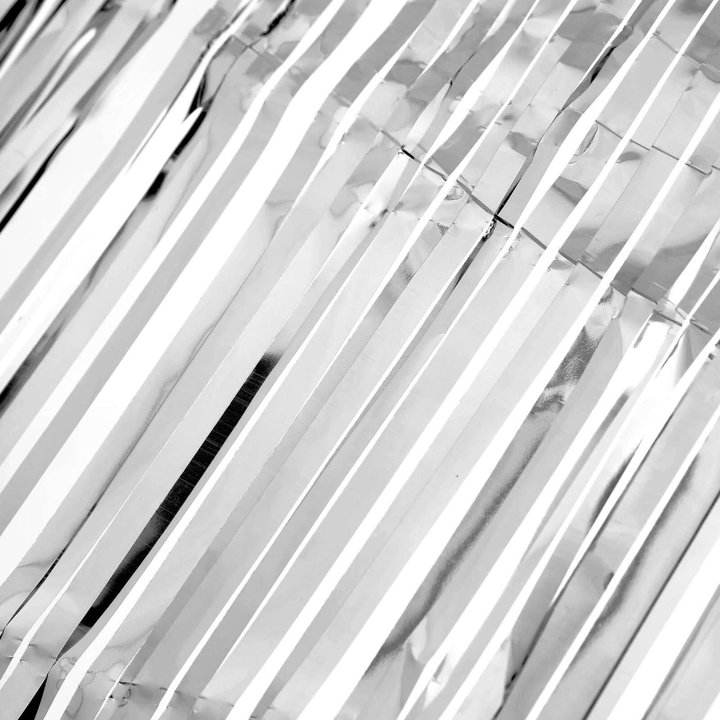 Metallic Foil Fringe Table Skirt Silver with Self Adhesive Backing - Durable Tinsel Skirt for Parties 30"x9ft