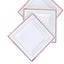 10-Pack Plastic Dinner Plates White Square with Rose Gold Trim - Lightweight Disposable Plates for Events 10"