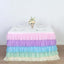 Chiffon 14ft Table Skirt Gradient Unicorn - 5-Tier Ombre Ruffled Tutu Table Cover with Satin Backing for Enchanting Events