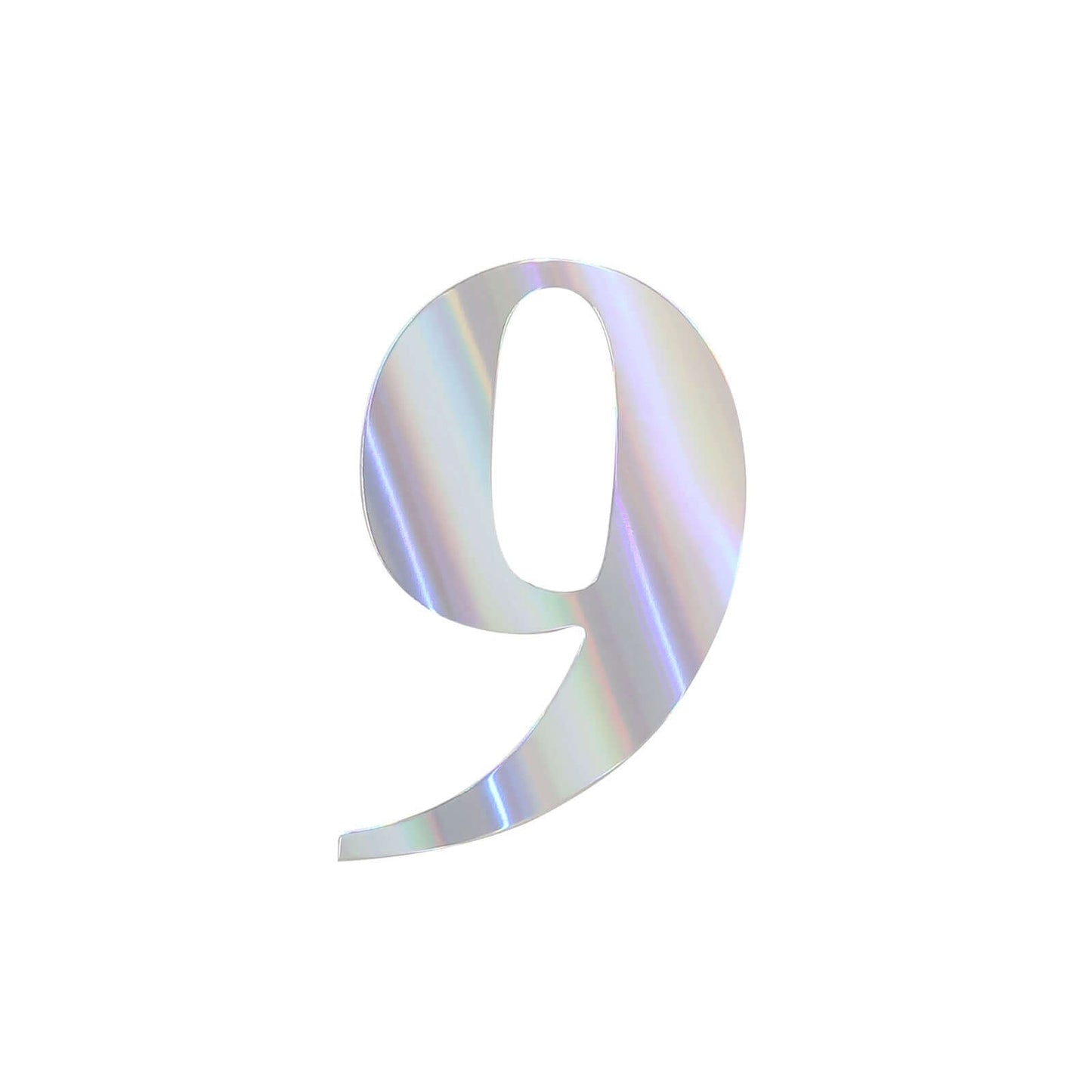 4-Pack Stickers Banner Custom 0-9 Number "9" Design Iridescent - Milestone Age and Date Stick-On Numbers 5"