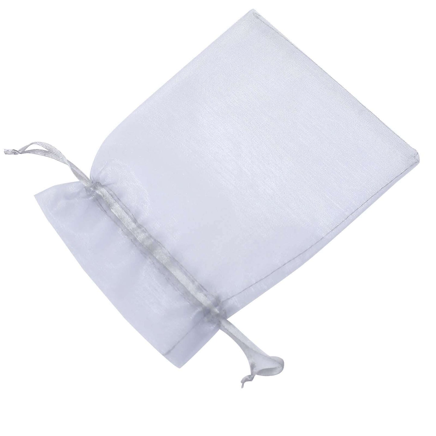 10 Pack 5"x7" Silver Organza Drawstring Wedding Party Favor Gift Bags