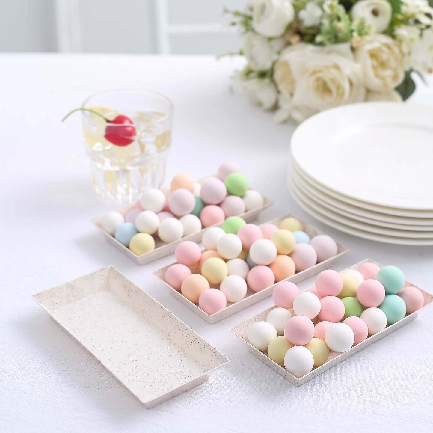 24-Pack Mini Wheat Straw Fiber Serving Trays Rectangular Biodegradable - Ideal for Appetizers 5"